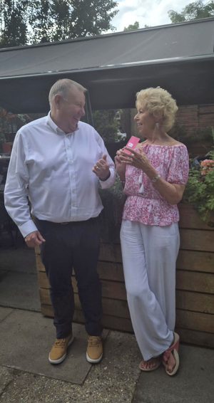 Charlotte and Chris Hickford met for another Red Lion donation moment in summer.